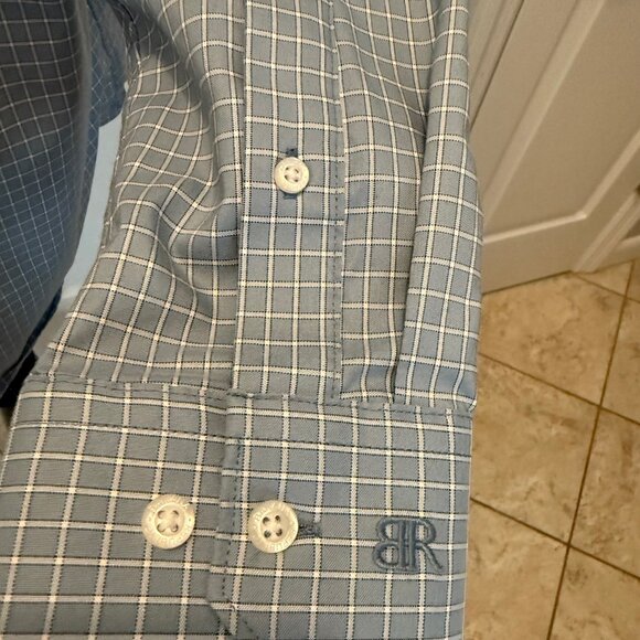 Banana Republic Men's Long Sleeve Dress Shirt, Size L, Blue w/ Black & White - Picture 5 of 6
